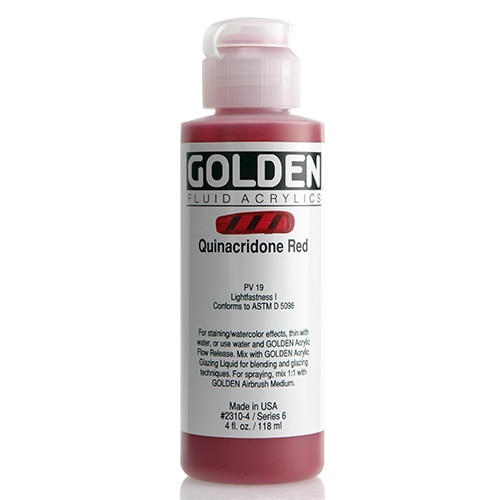 Golden, Fluid Acrylic, Paint, 4oz, Quinacridone Red